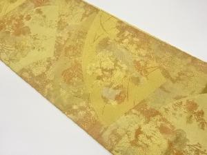 扇面に松・草花・蔦模様織り出し袋帯